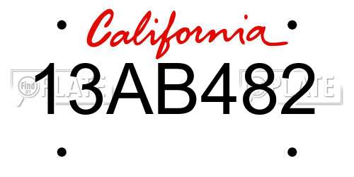 13AB482 California License Plate