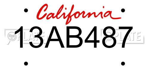 13AB487 California License Plate