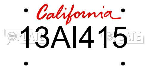 13AI415 California License Plate