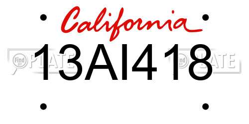 13AI418 California License Plate