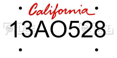 13AO528 California License Plate