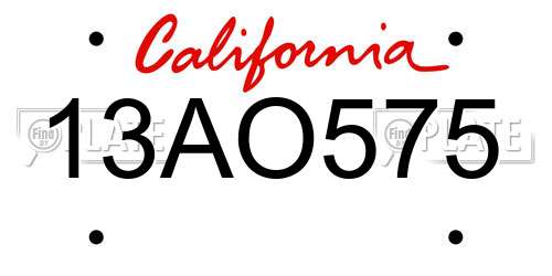 13AO575 California License Plate