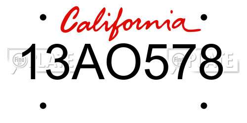 13AO578 California License Plate