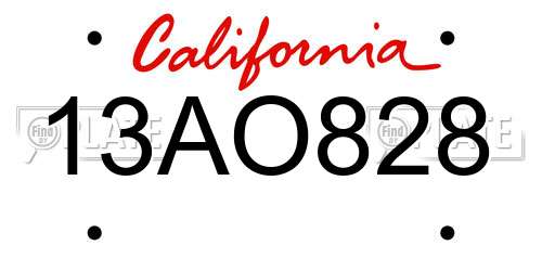 13AO828 California License Plate