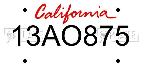 13AO875 California License Plate