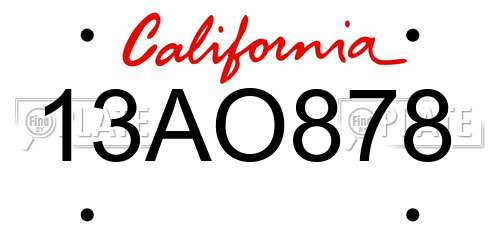13AO878 California License Plate