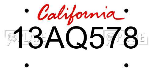 13AQ578 California License Plate