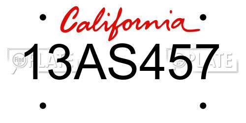 13AS457 California License Plate