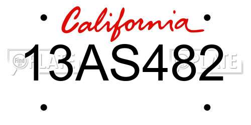 13AS482 California License Plate