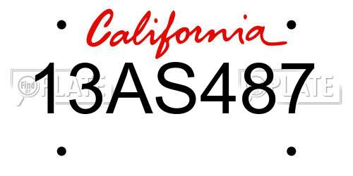 13AS487 California License Plate