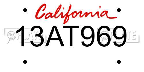 13AT969 California License Plate