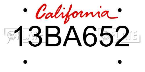 13BA652 California License Plate