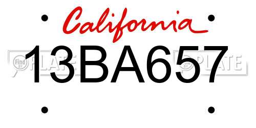 13BA657 California License Plate