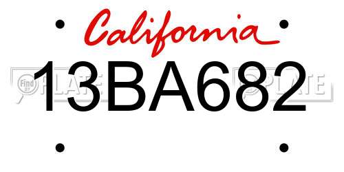 13BA682 California License Plate