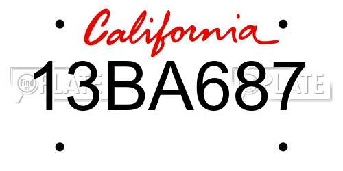 13BA687 California License Plate