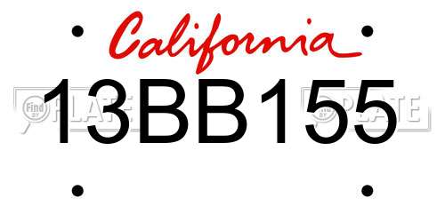 13BB155 California License Plate