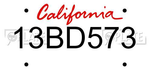 13BD573 California License Plate