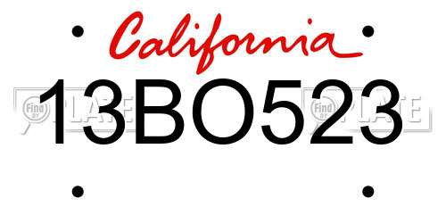 13BO523 California License Plate