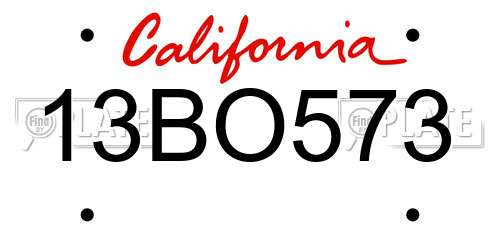13BO573 California License Plate