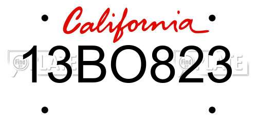 13BO823 California License Plate
