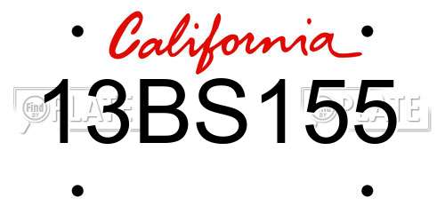 13BS155 California License Plate