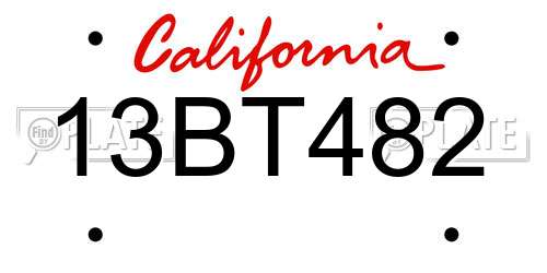 13BT482 California License Plate