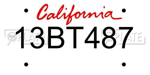 13BT487 California License Plate