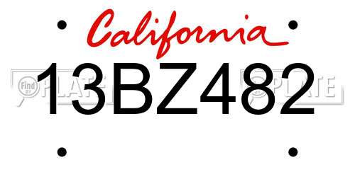 13BZ482 California License Plate