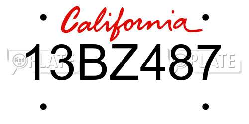 13BZ487 California License Plate