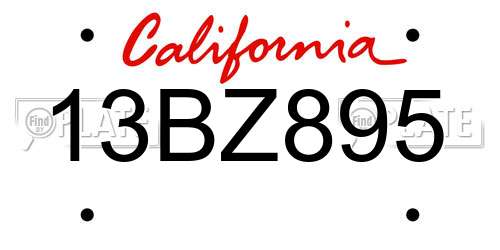 13BZ895 California License Plate