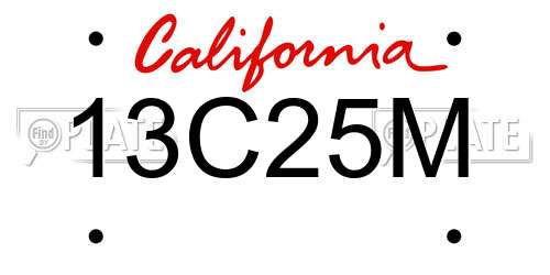 13C25M California License Plate