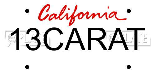13CARAT California License Plate