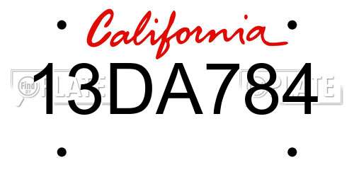 13DA784 California License Plate