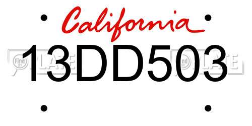 13DD503 California License Plate