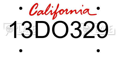 13DO329 California License Plate