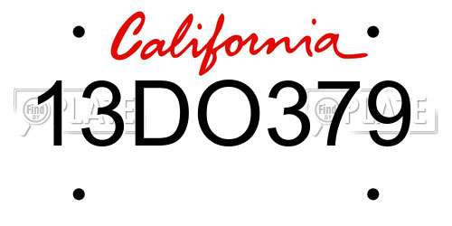 13DO379 California License Plate