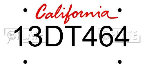 13DT464 California License Plate