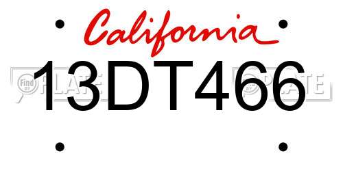 13DT466 California License Plate