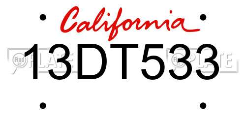 13DT533 California License Plate