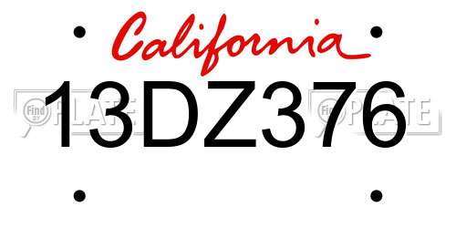 13DZ376 California License Plate