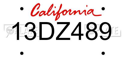 13DZ489 California License Plate