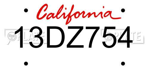 13DZ754 California License Plate