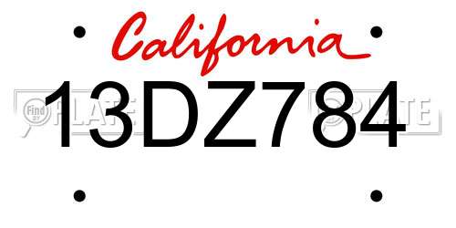 13DZ784 California License Plate