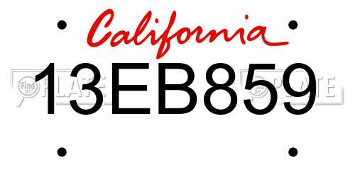 13EB859 California License Plate
