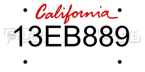 13EB889 California License Plate