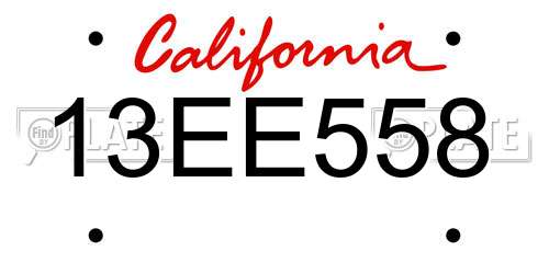 13EE558 California License Plate