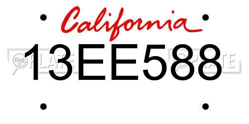 13EE588 California License Plate