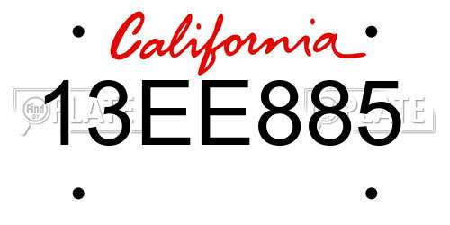 13EE885 California License Plate