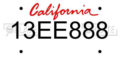 13EE888 California License Plate