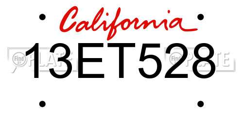 13ET528 California License Plate